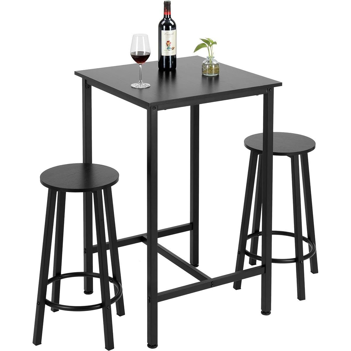 GENERICO - Mesa de bar o cocina modelo industrial negro 60x60x93 alt