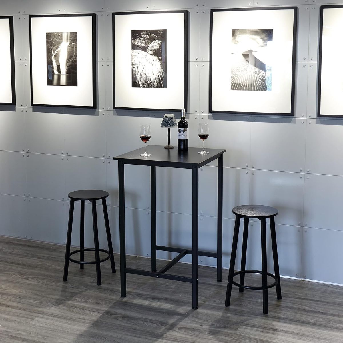 GENERICO - Mesa de bar o cocina modelo industrial negro 60x60x93 alt