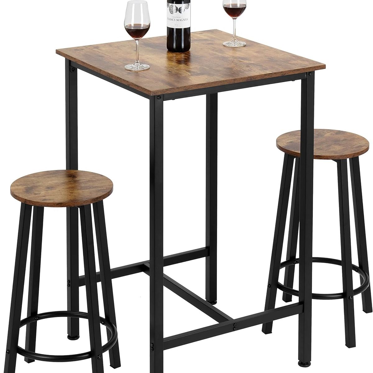 GENERICO - Mesa de bar o cocina modelo industrial nogal 60x60x93 alt