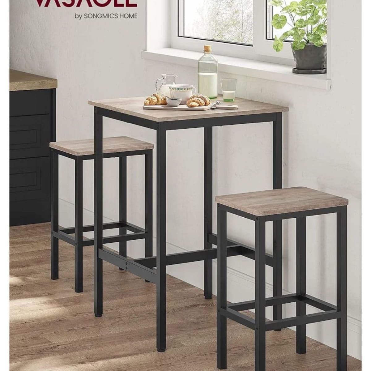 GENERICO - Mesa de bar o cocina modelo industrial nacar 60x60x93 alt