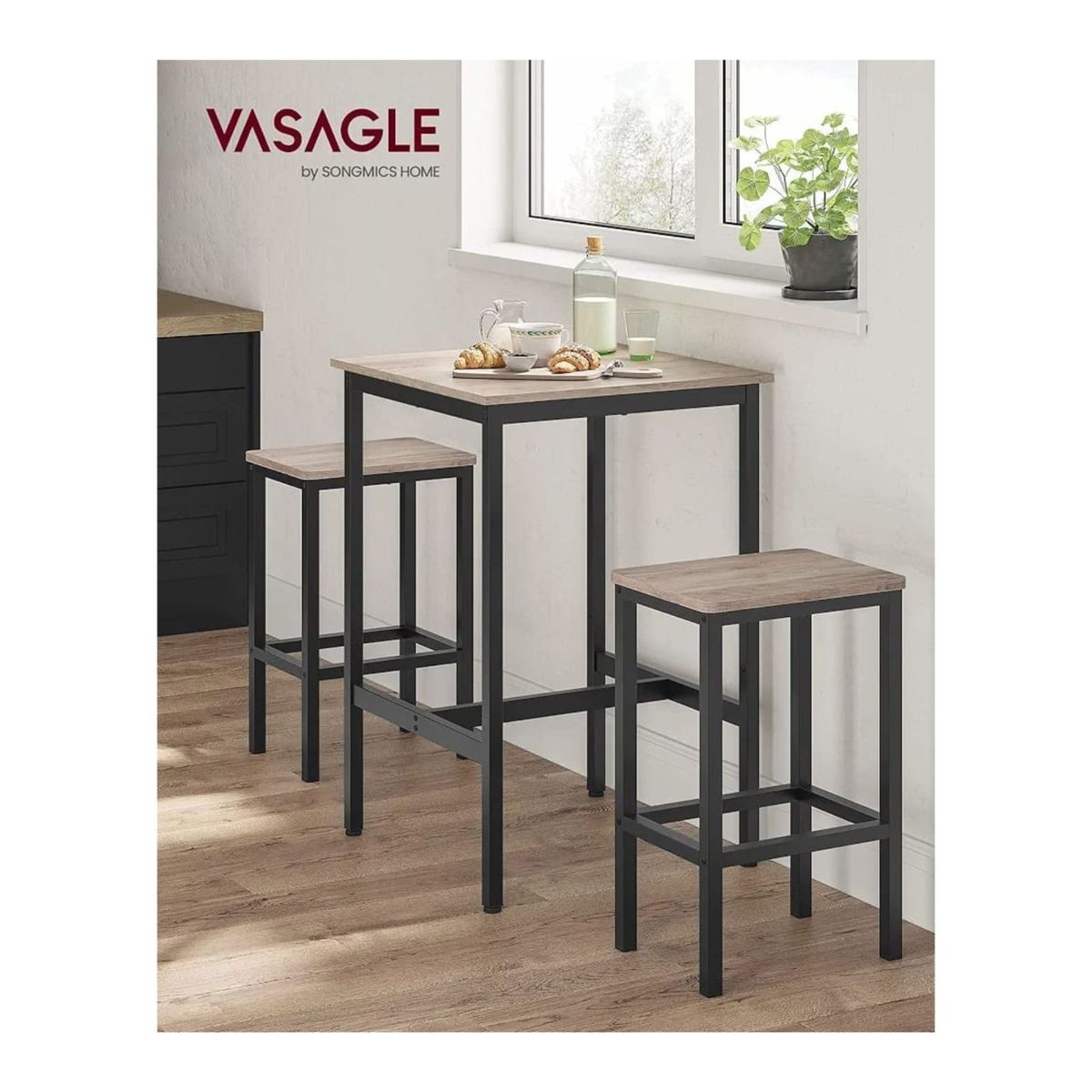 GENERICO - Mesa de bar o cocina modelo industrial nacar 60x60x93 alt