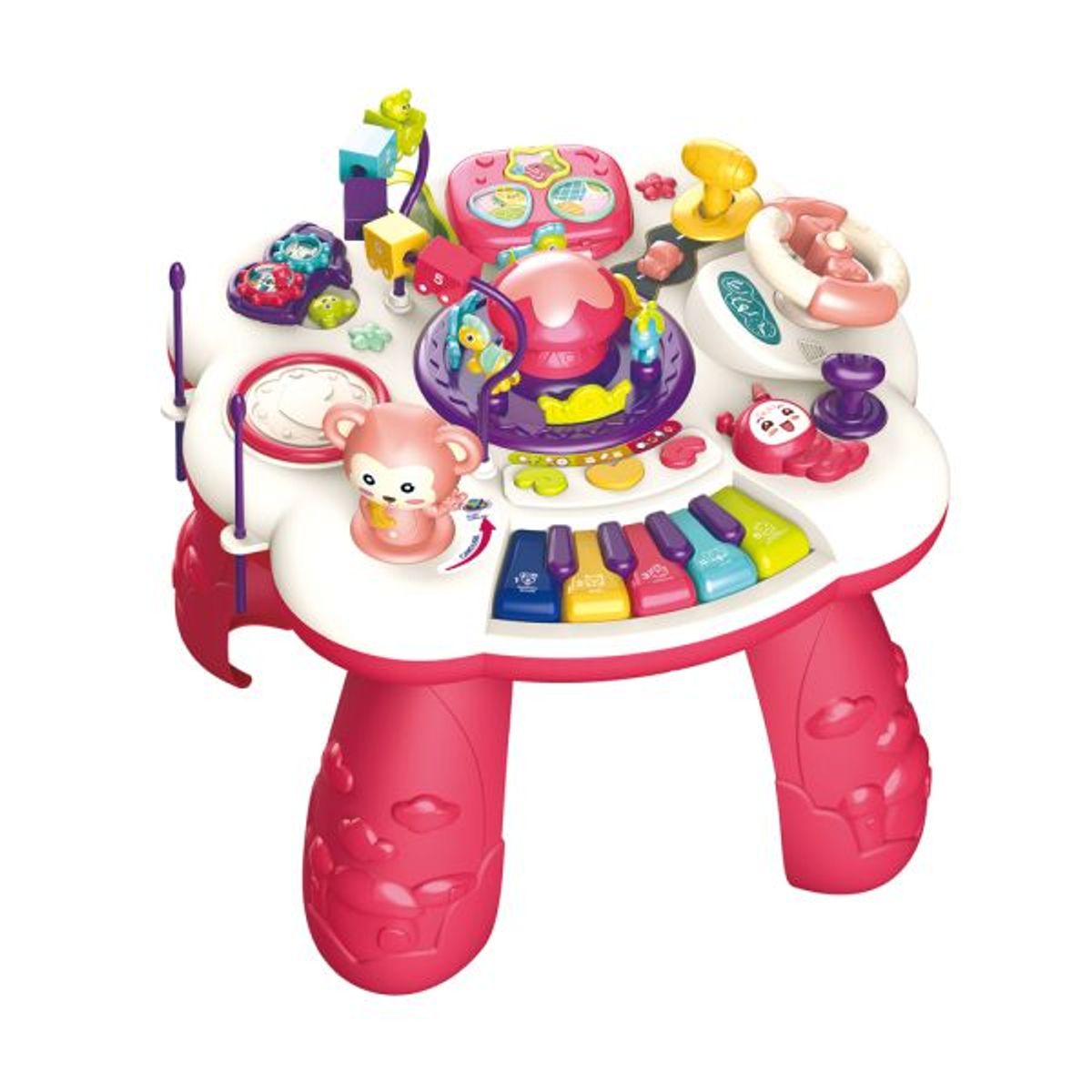 GENERICO - Mesa educativa de actividades luces y sonidos Rosado