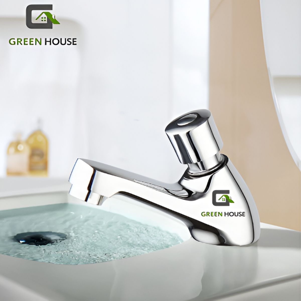 GREEN HOUSE - GRIFERIA LLAVE TEMPORIZADO CROMADO PESADO DE 12 PARA LAVATORIO