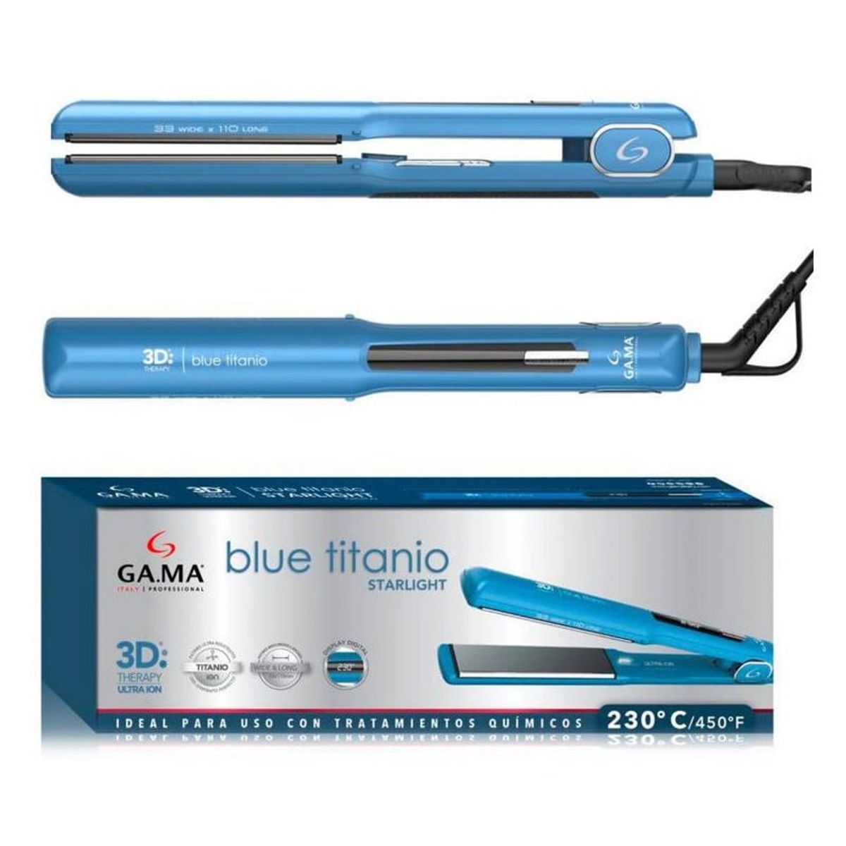 GAMA - Plancha Alisadora Gama Blue Titanio Starlight 3D Therapy ION-DIGITAL