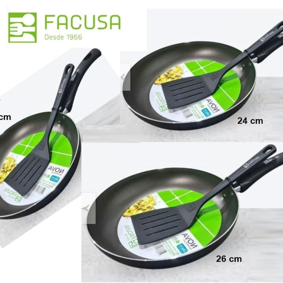 FACUSA - Set de Sartenes Facusa  26cm ,24 cm y  18  cm C/ Espatulas