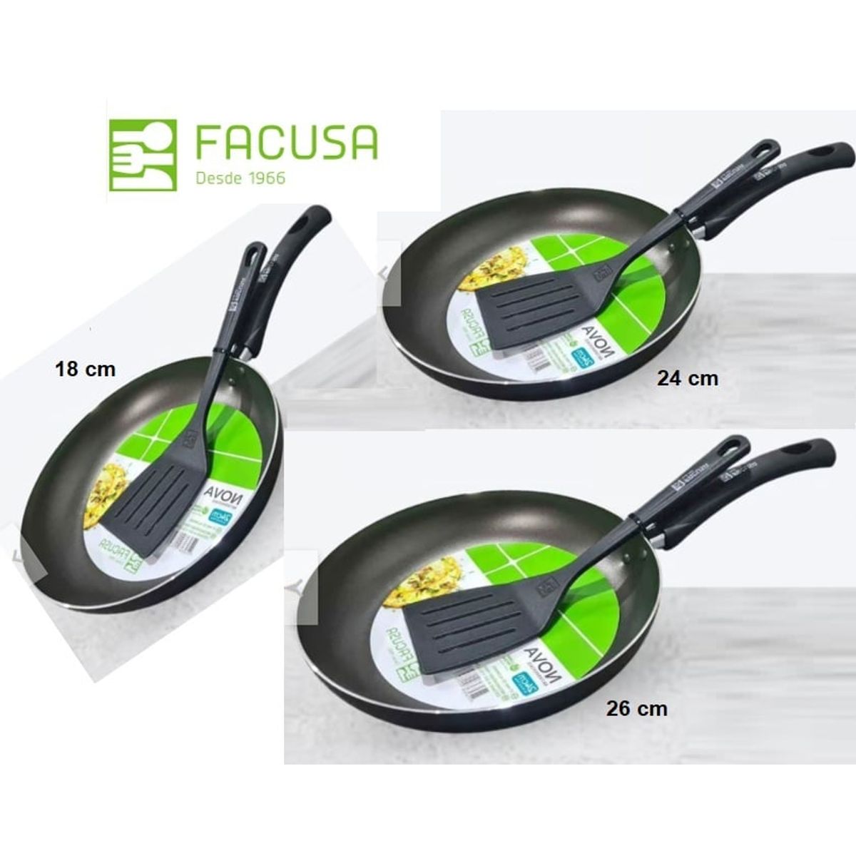 FACUSA - Set de Sartenes Facusa  26cm ,24 cm y  18  cm C/ Espatulas