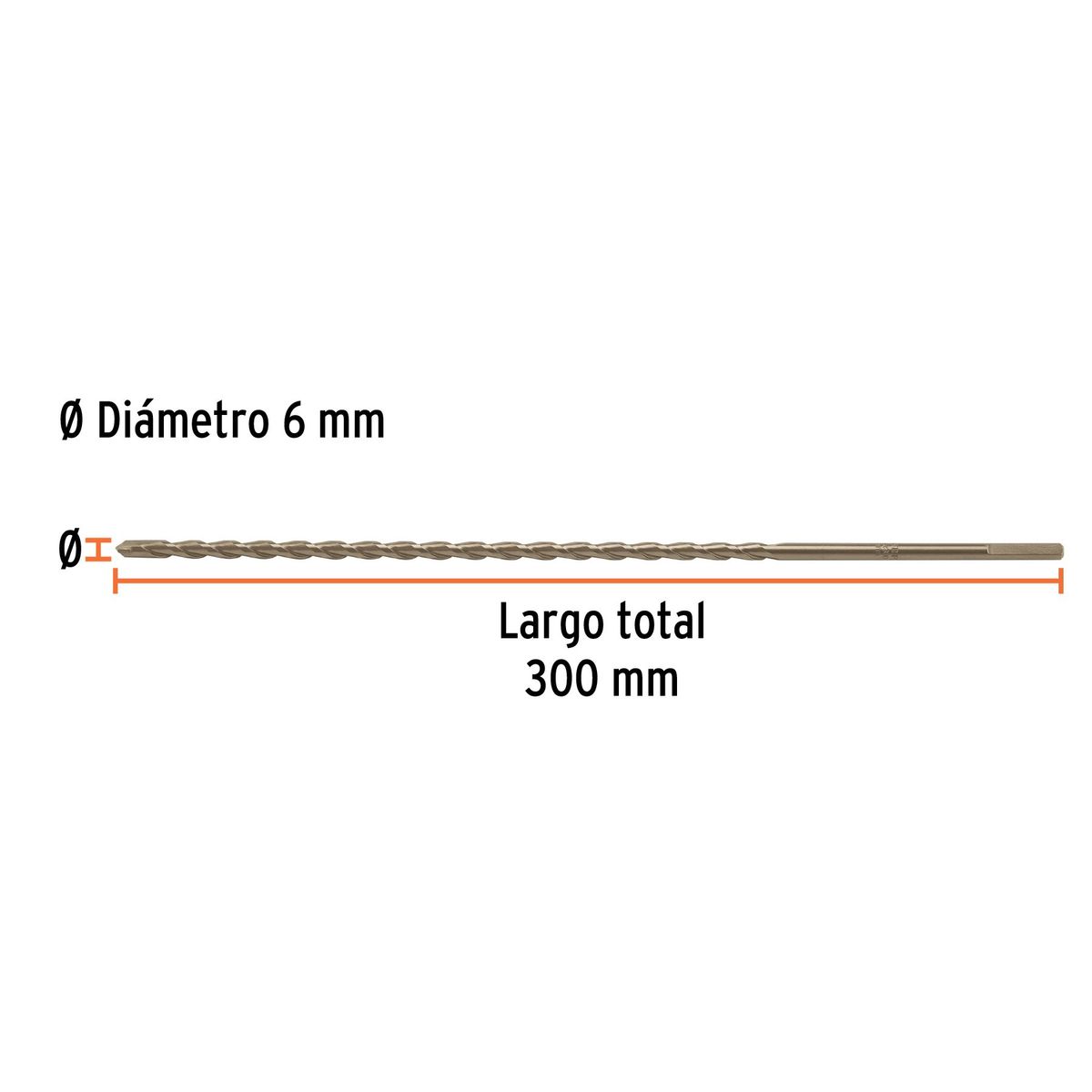 TRUPER - Broca 6mm x 300mm para Concreto 102344 Truper