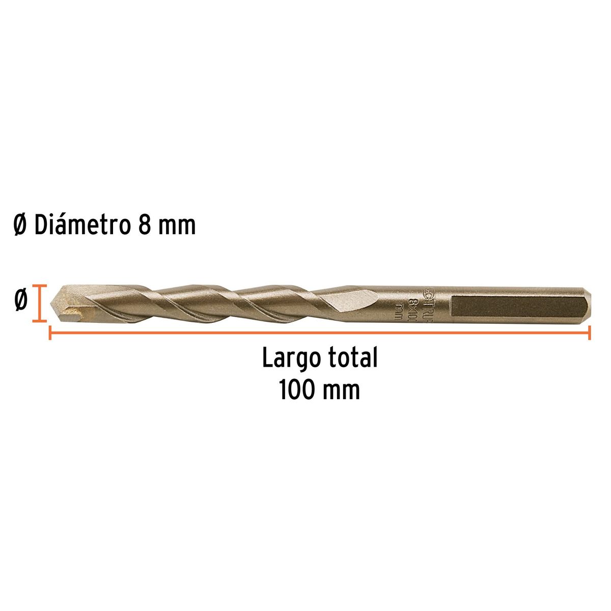 TRUPER - Broca 8mm x 100mm para Concreto 102345 Truper