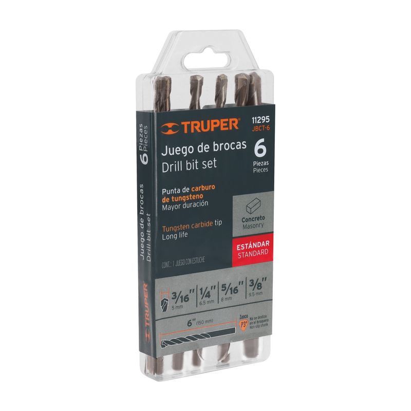TRUPER - Broca 6 Unidades Juego para Concreto 11295 Truper