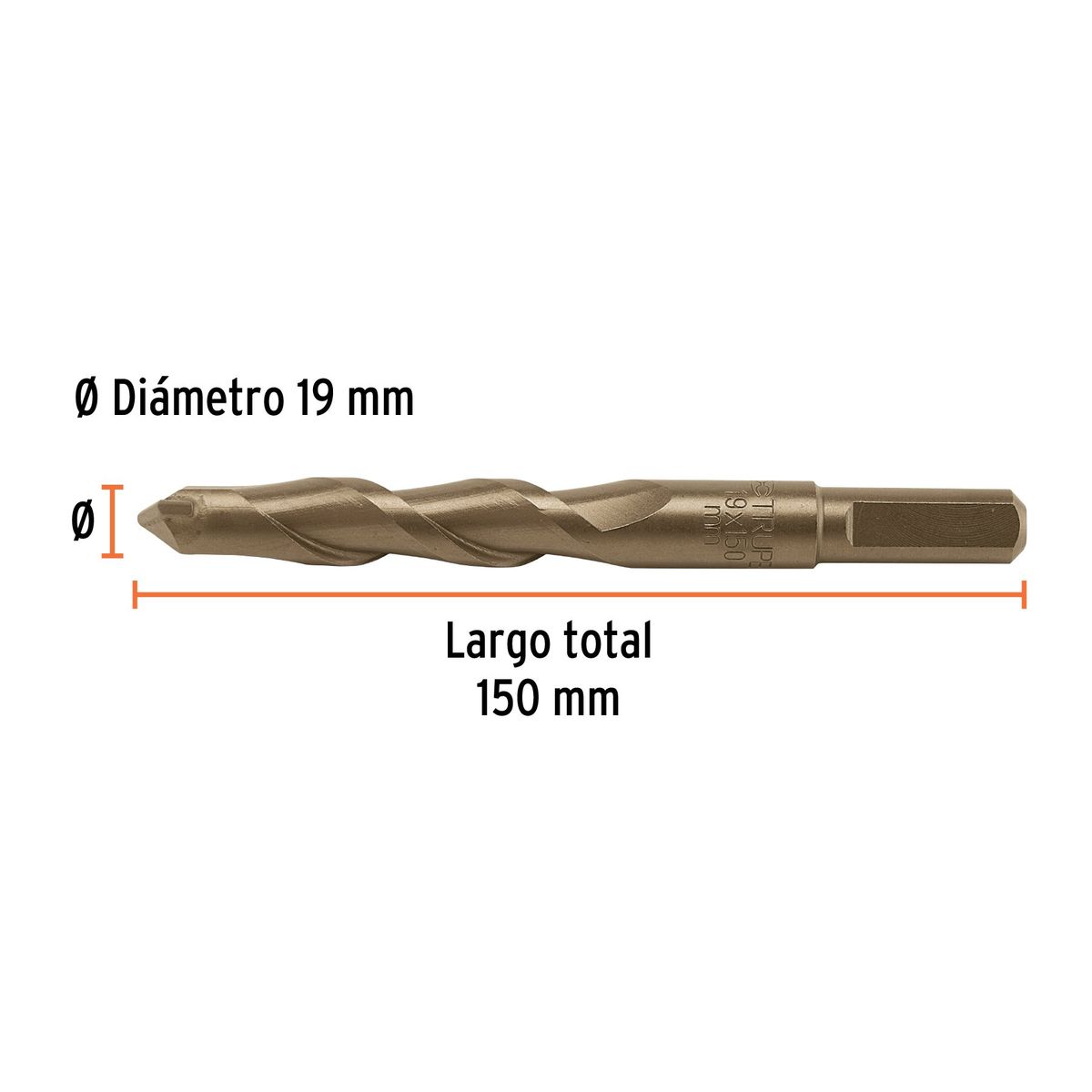 TRUPER - Broca 19mm x 150mm para Concreto 102355 Truper
