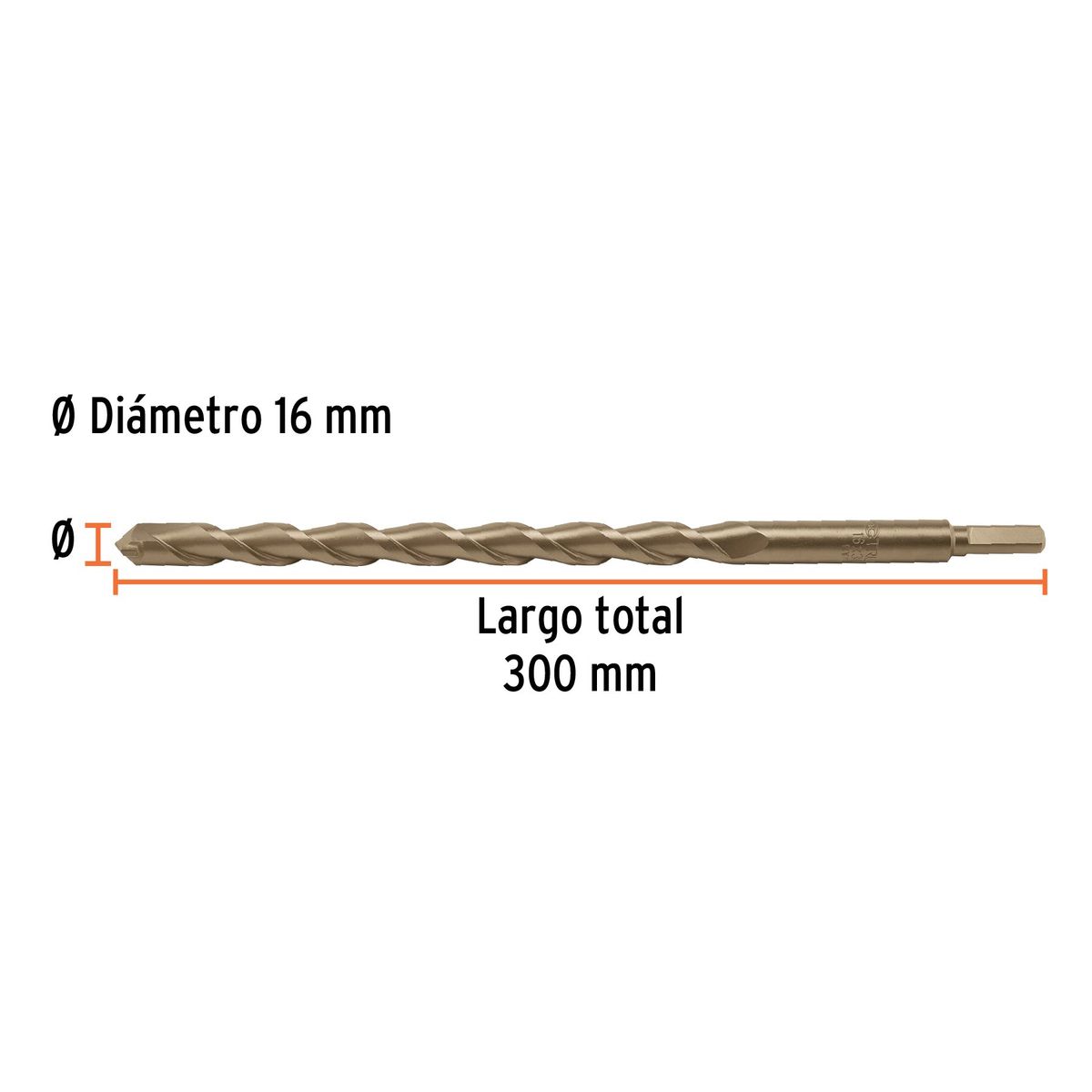 TRUPER - Broca 16mm x 300mm para Concreto 102354 Truper