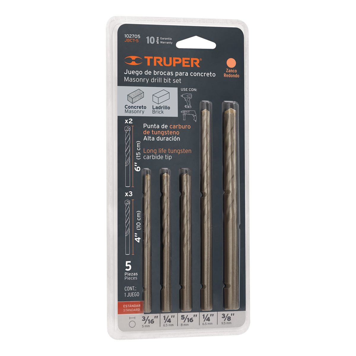 Truper - Broca 5 Unidades Juego para Concreto 102705 Truper