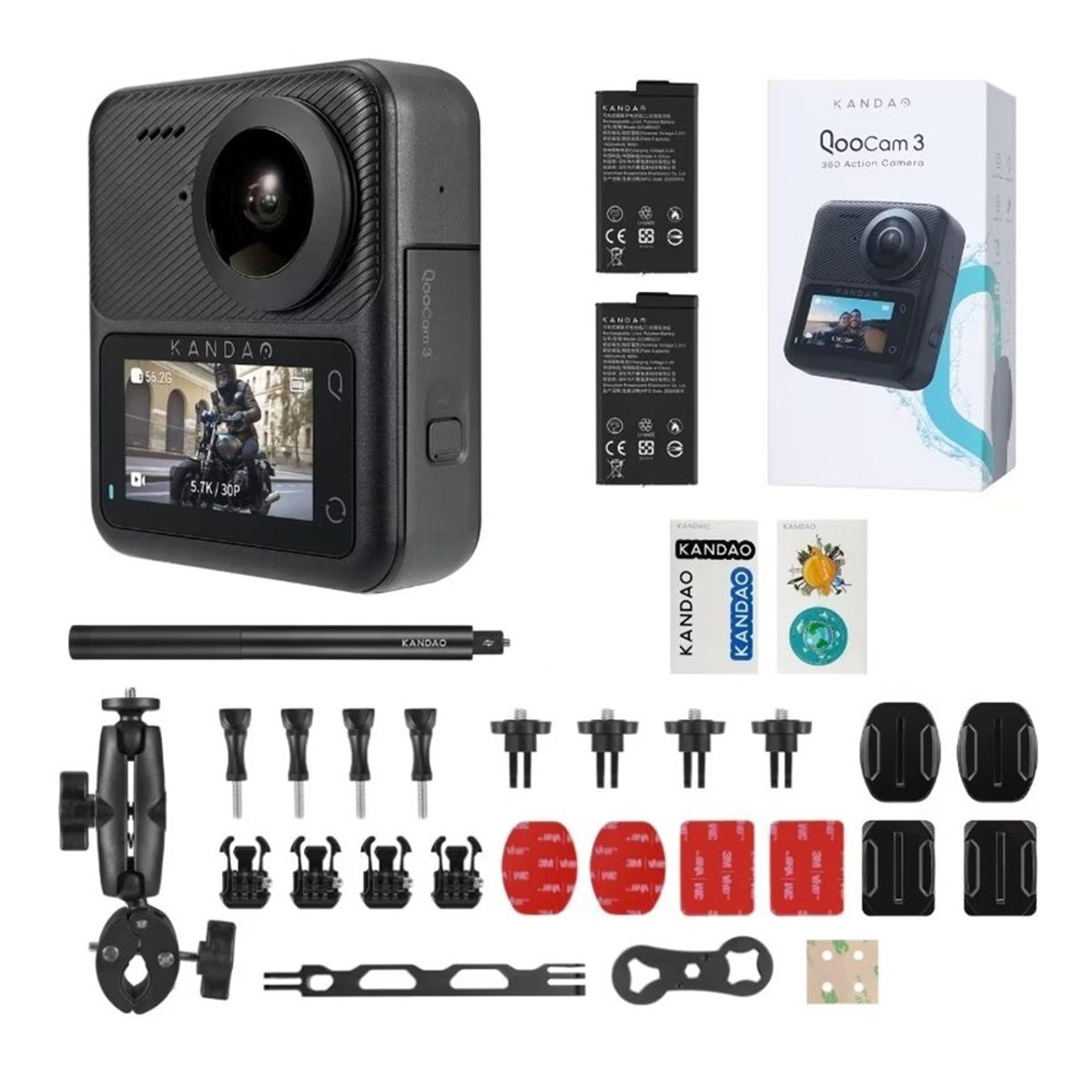 KANDAO - KANDAO QooCam 3 360 cámara panorámica conjunto de motociclismo