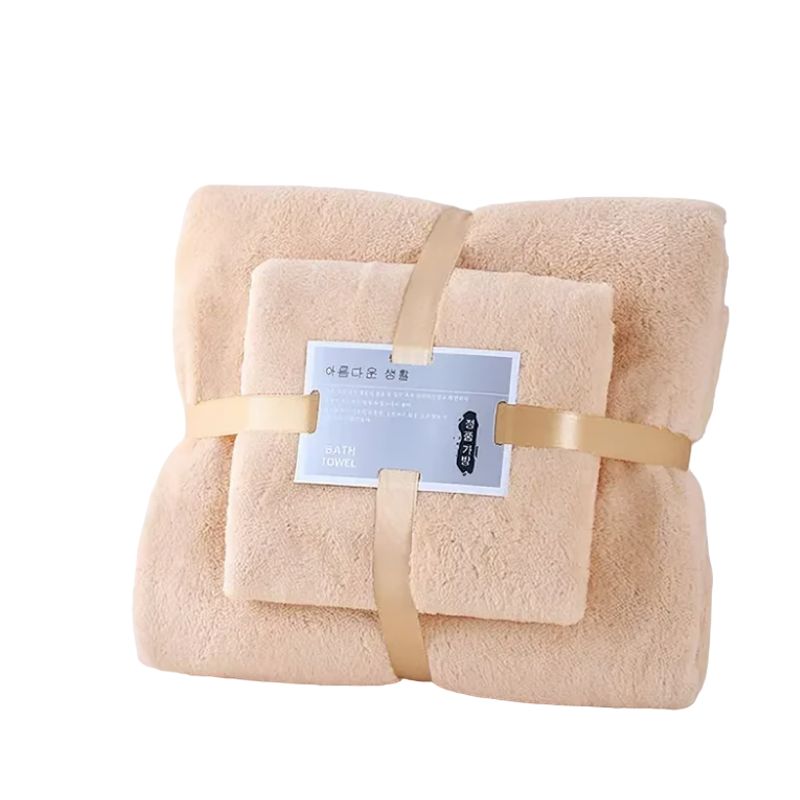 GENERICO - Pack 2 Toallas microfibra absorbente cuerpo y de manos - Beige