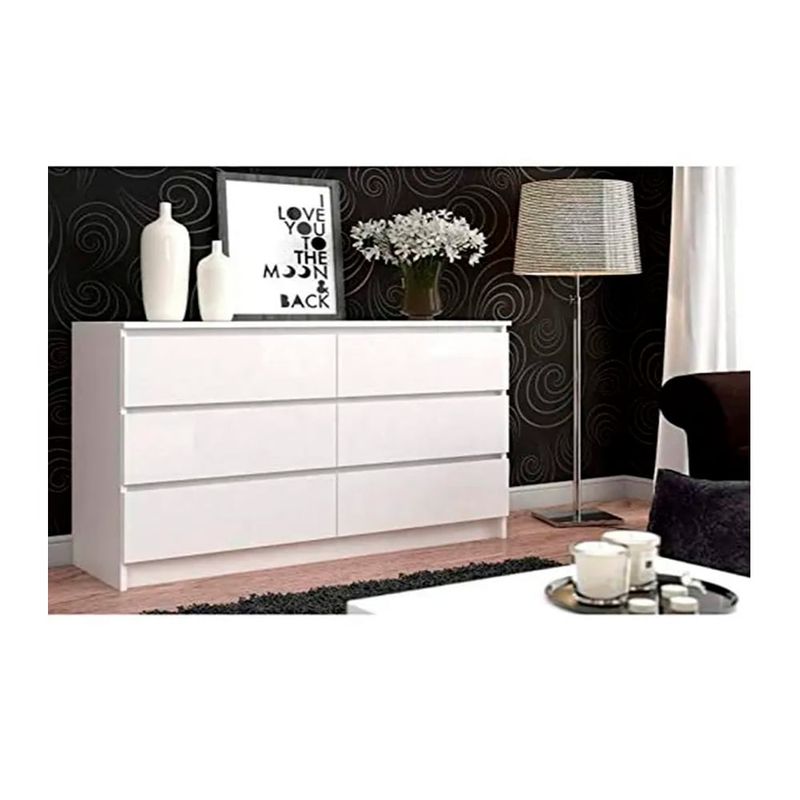 AMUEBLE - Comoda  de melamina  cajoneras con correderas *eureka*   BLANCO