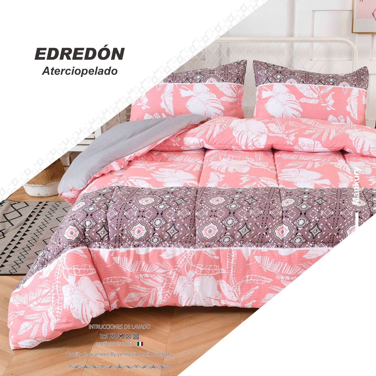 VENEZIA - Set de Edredón Aterciopelado 2Plz + F12