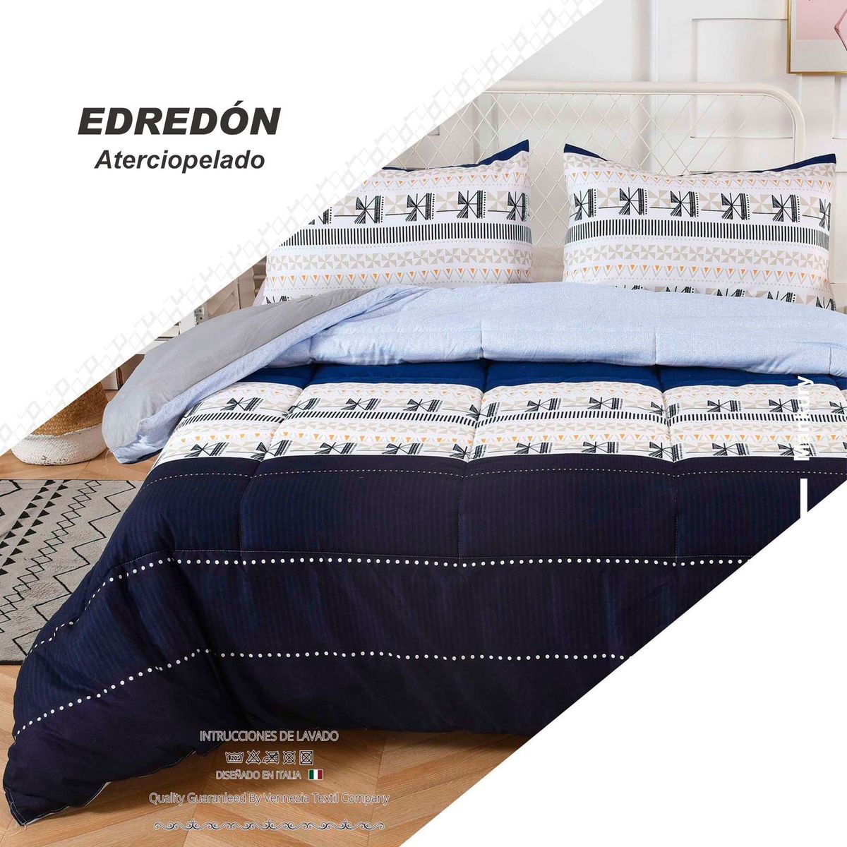 VENEZIA - Set de Edredón Aterciopelado 2Plz + F13