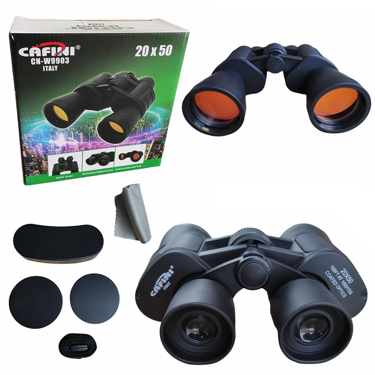 CAFINI - Binocular Largo Alcance 50x50 CAFINI Caza Pesca camping Negro