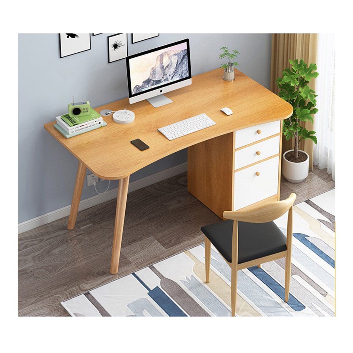 GENERICO - Escritorio Moderno Vintage 3 Cajones Marrón Claro ZZ42