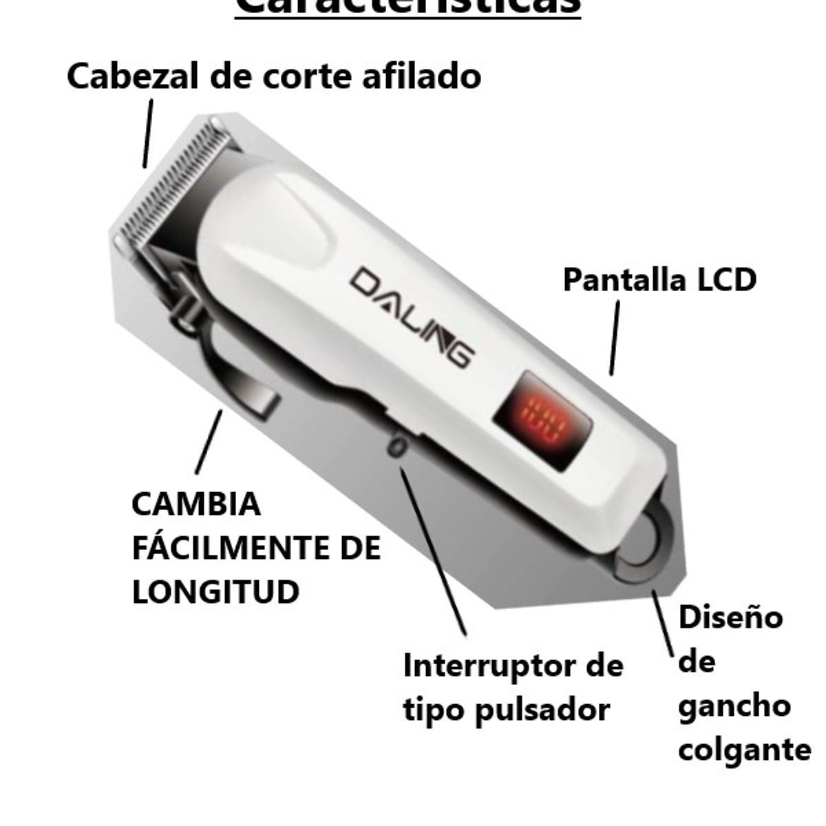 GENERICO - Afeitador Corta Pelo Recargable con indicador de carga - Daling