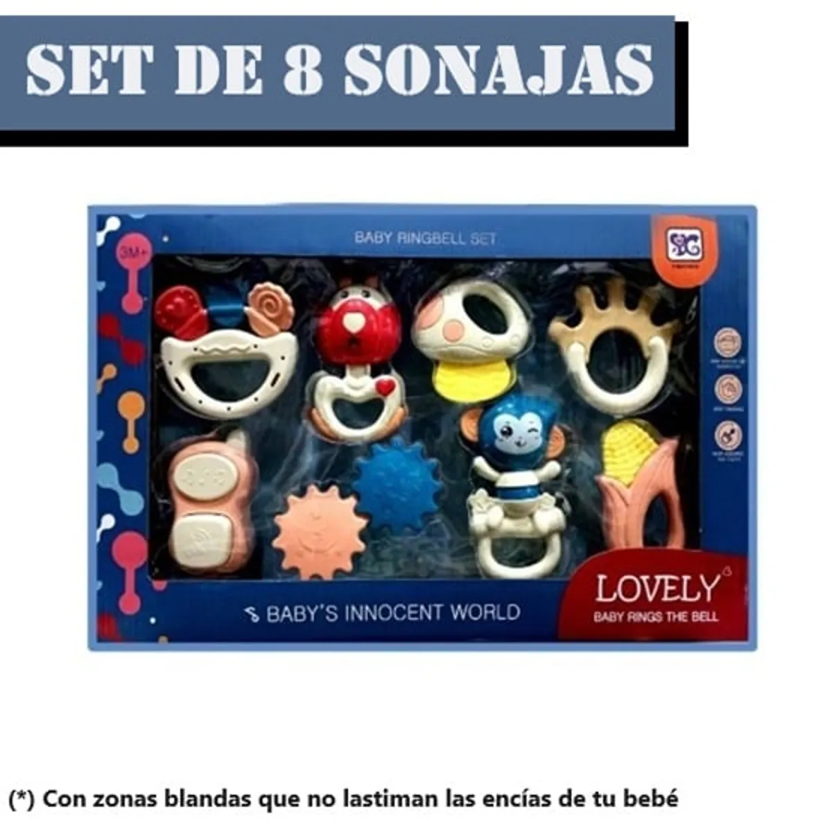 GENERICO - Set de 08 Sonajas con Mordedor