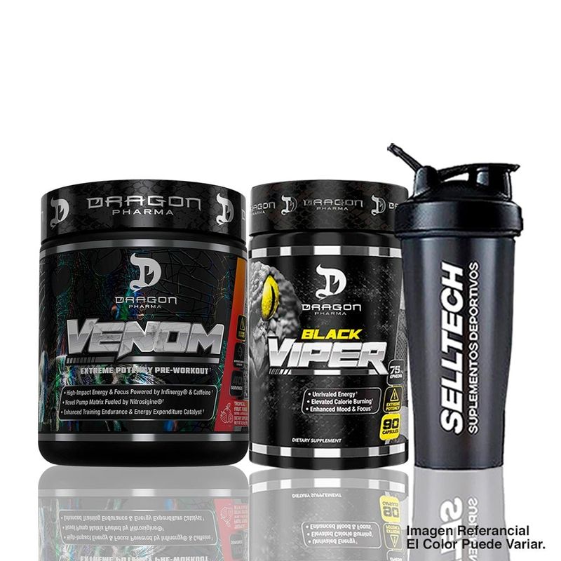 DRAG PHARMA - Venom Dragon pharma 40 servicios Fruit Punch+Black Viper 90 Caps