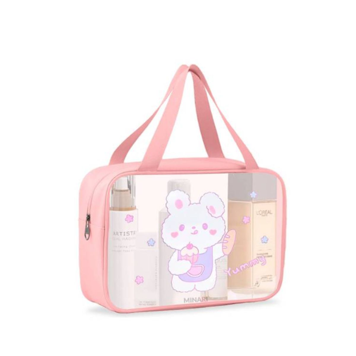GENERICO - Neceser estuche de Maquillaje con diseño kawaii 31x21x12 - Rosa