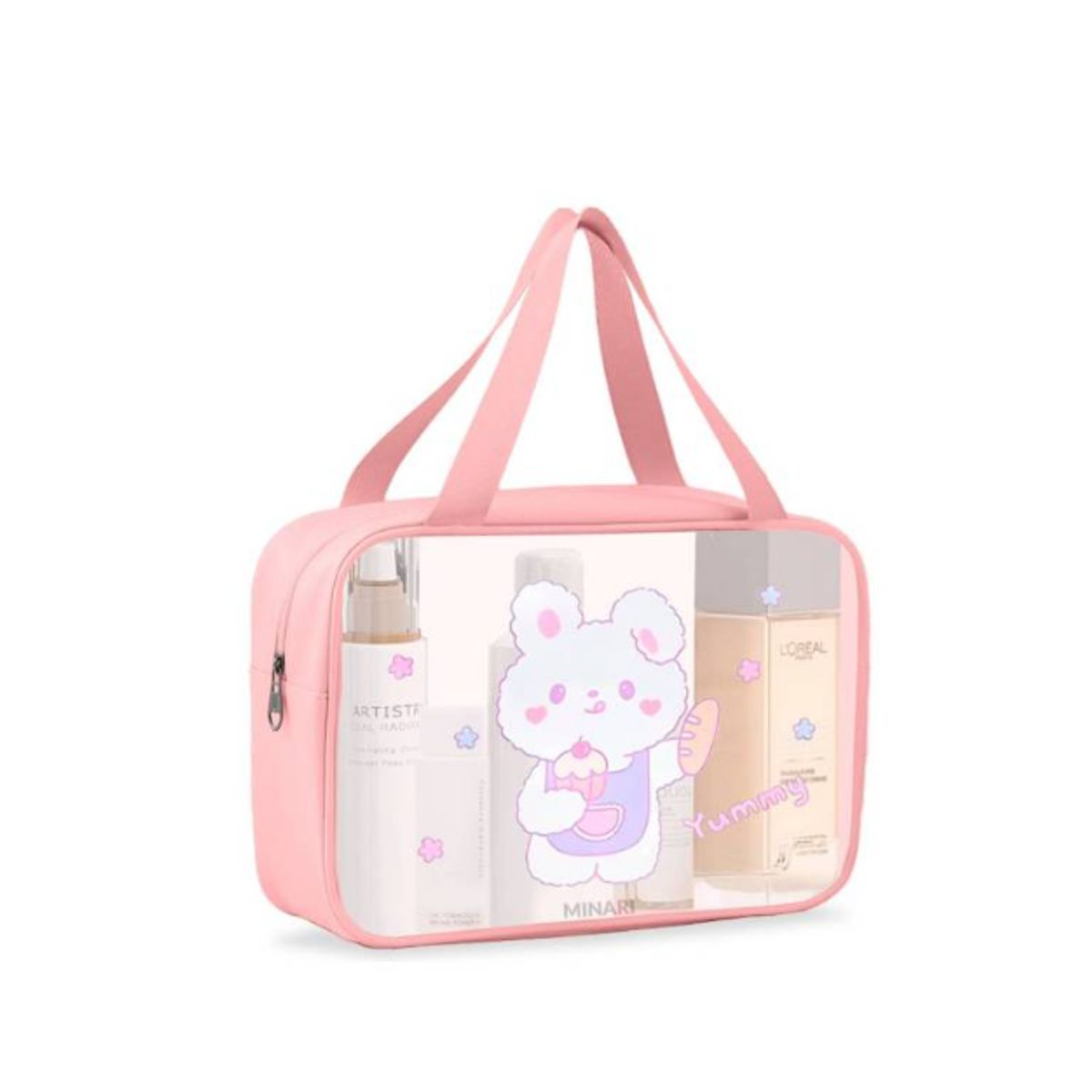 GENERICO - Neceser estuche de Maquillaje con diseño kawaii 31x21x12 - Rosa