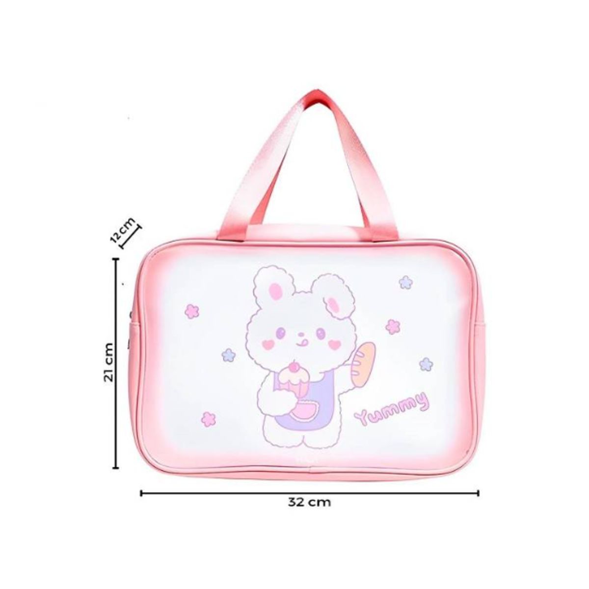 GENERICO - Neceser estuche de Maquillaje con diseño kawaii 31x21x12 - Rosa