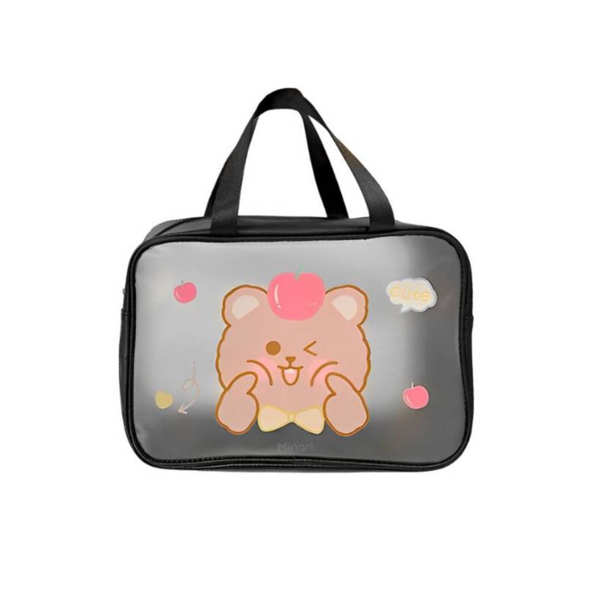 GENERICO - Neceser estuche de Maquillaje con diseño kawaii 31x21x12 - Negro