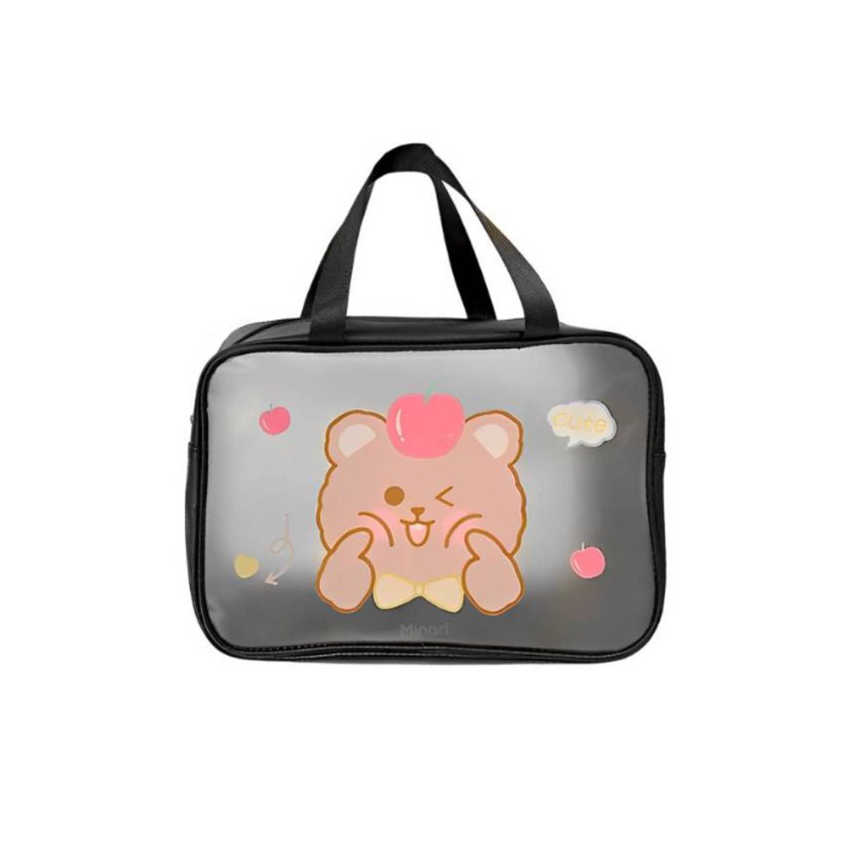 GENERICO - Neceser estuche de Maquillaje con diseño kawaii 31x21x12 - Negro