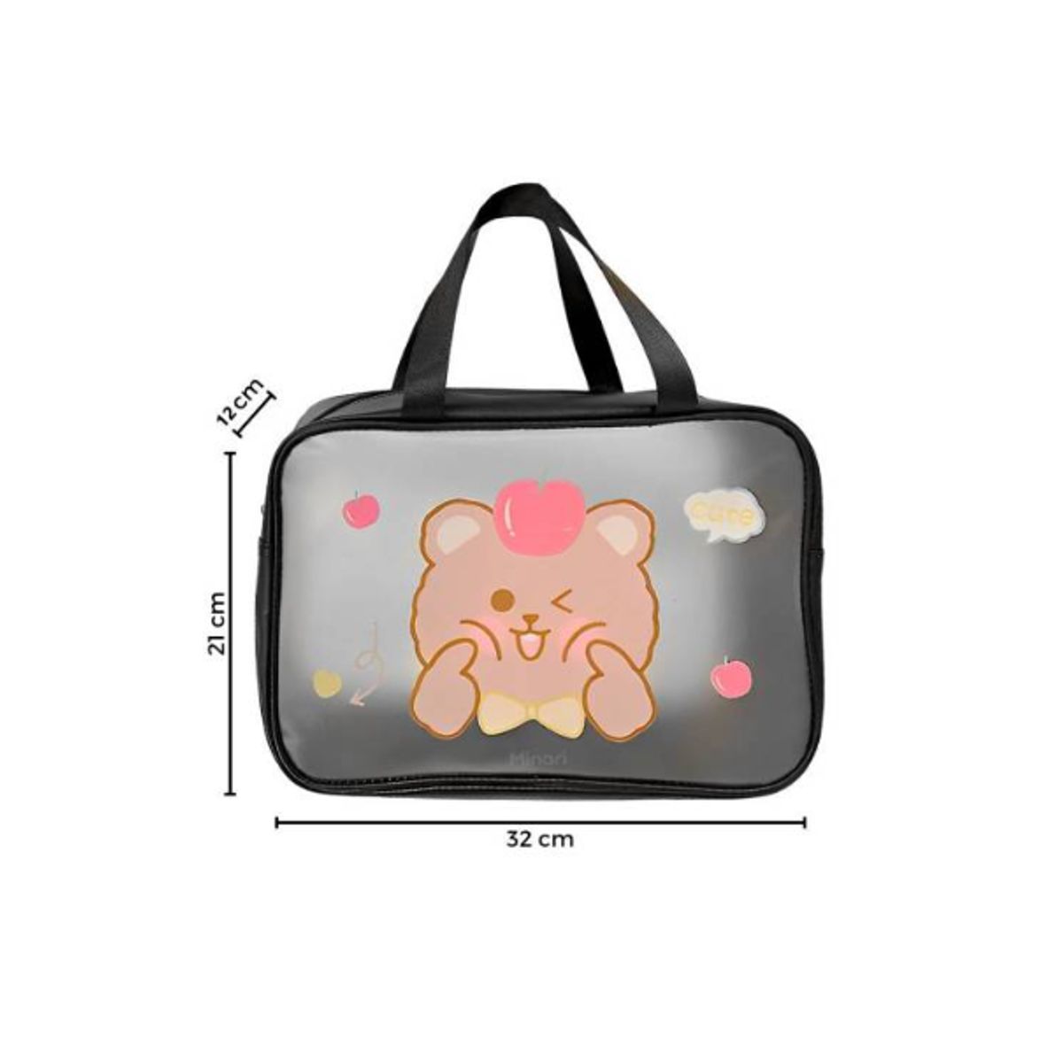 GENERICO - Neceser estuche de Maquillaje con diseño kawaii 31x21x12 - Negro