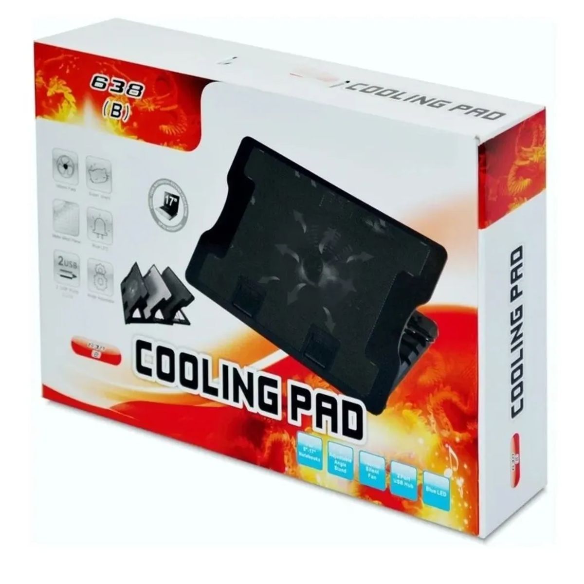 MEGIMPERU - Base para Laptop Cooler Pad 638b 17pulg con USB