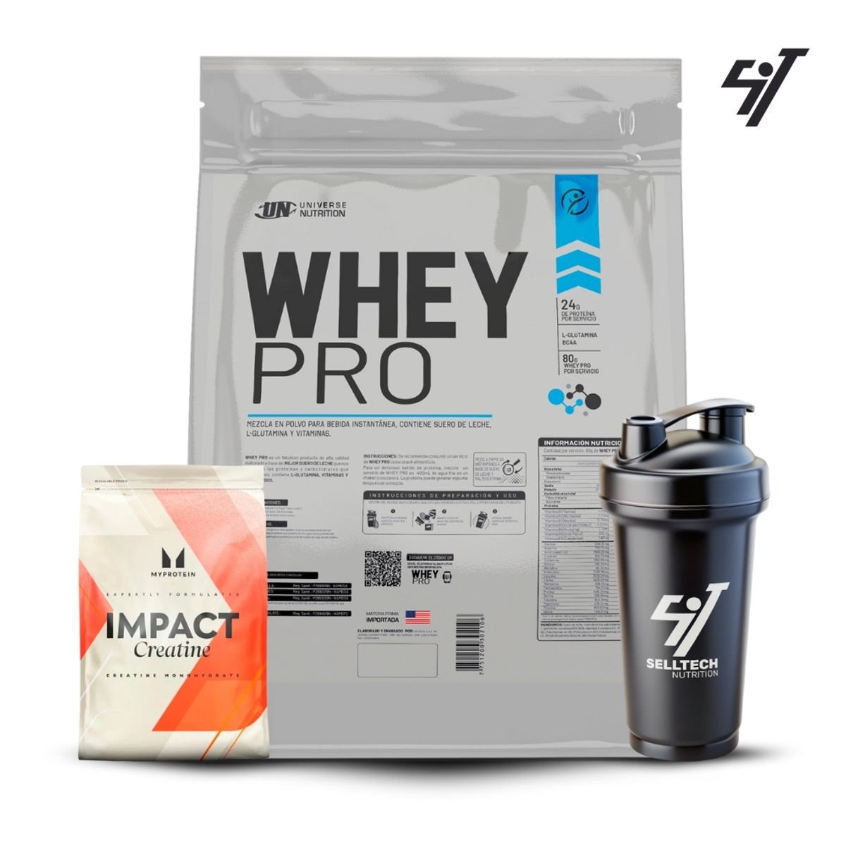 UNIVERSE NUTRITION - Whey Pro 3 kg Chocolate+Creatina Myprotein 250gr+Shaker