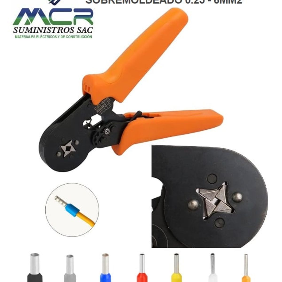 GENERICO - ALICATE PRENSA TERMINAL MANUAL PARA TUBULAR SOBREMOLDEAD 025-6MM2 OFER