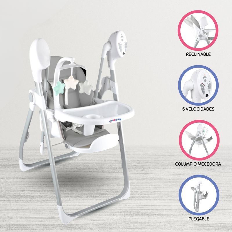 INFANTI - Silla de Comer 3 en 1 »POMODORO» Dark Grey