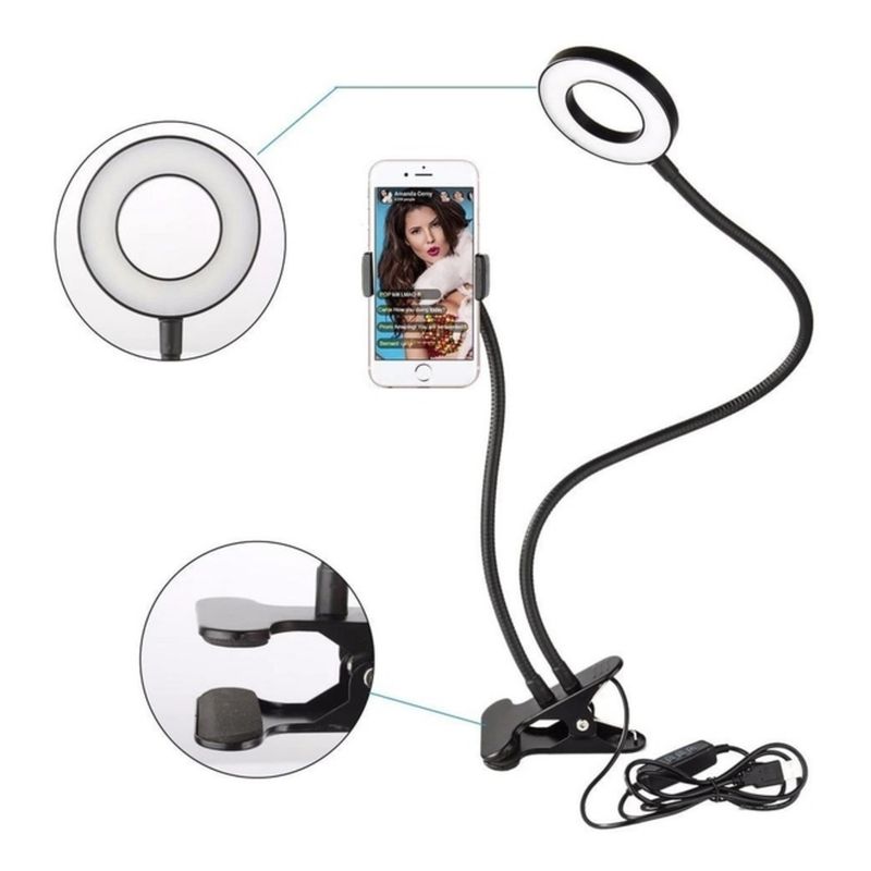 GENERICO - Aro De Luz Led 2 En 1 C/ Soporte Para Celular Videos Fotos