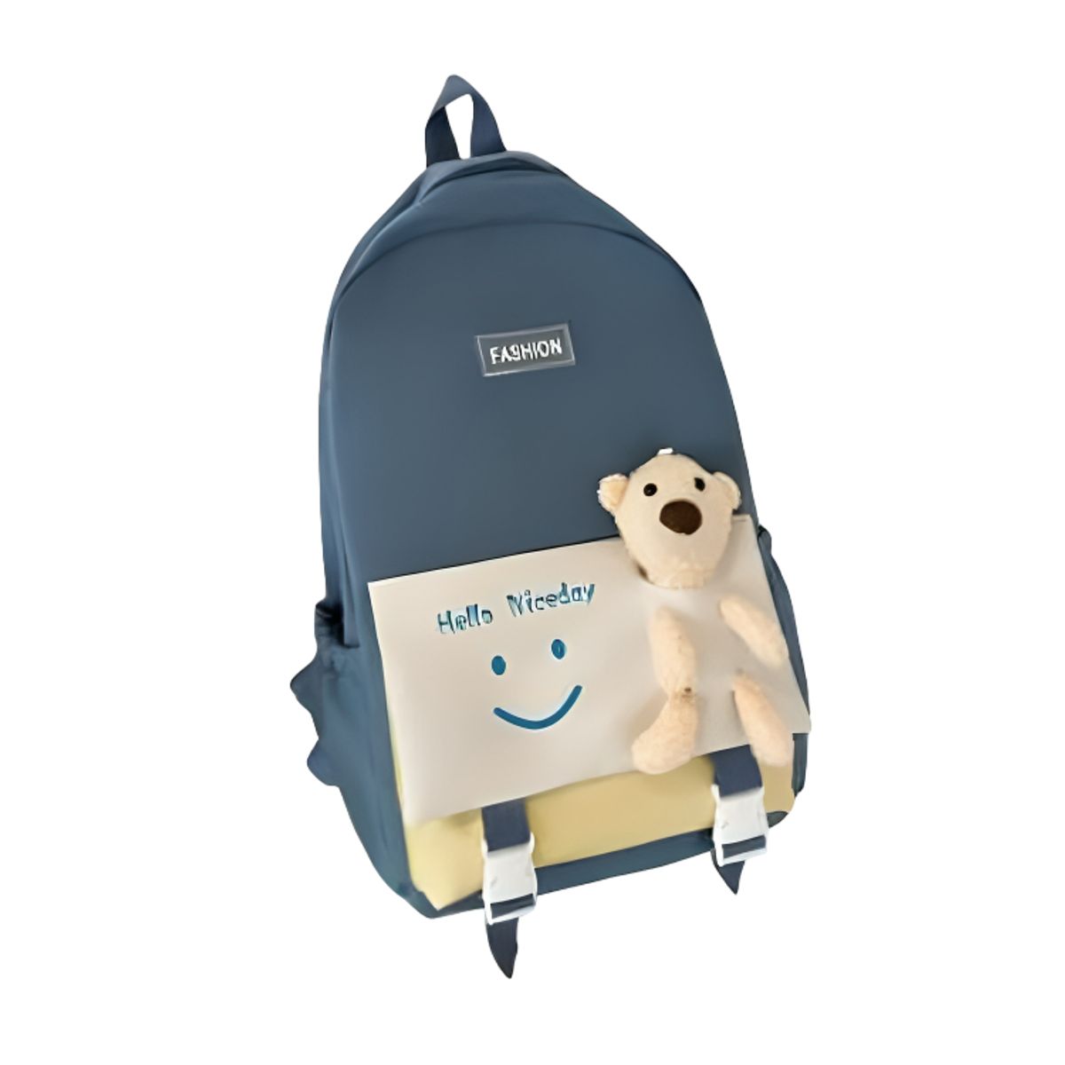 GENERICO - Mochila con oso y múltiples de bolsillos - AZUL