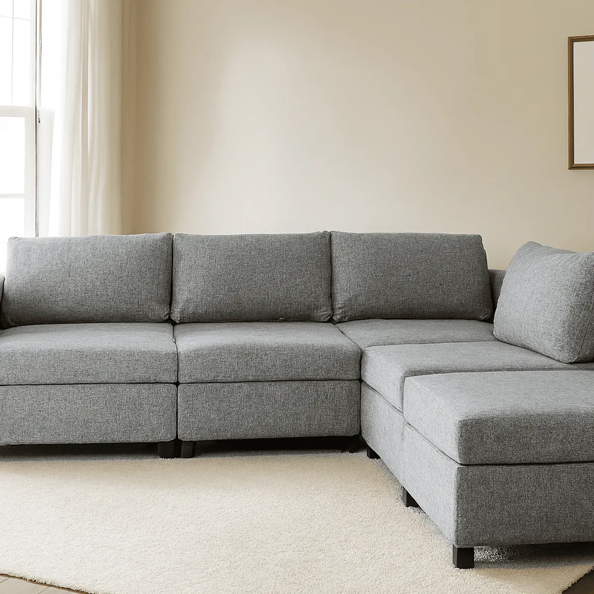 GENERICO - Seccional Edge - Gris + banqueta de regalo