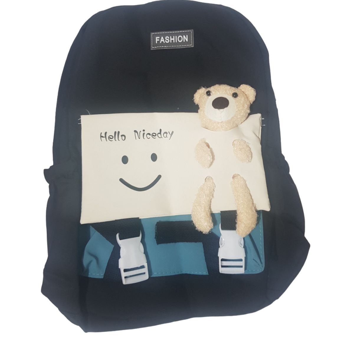 GENERICO - Mochila con oso y múltiples de bolsillos - NEGRO