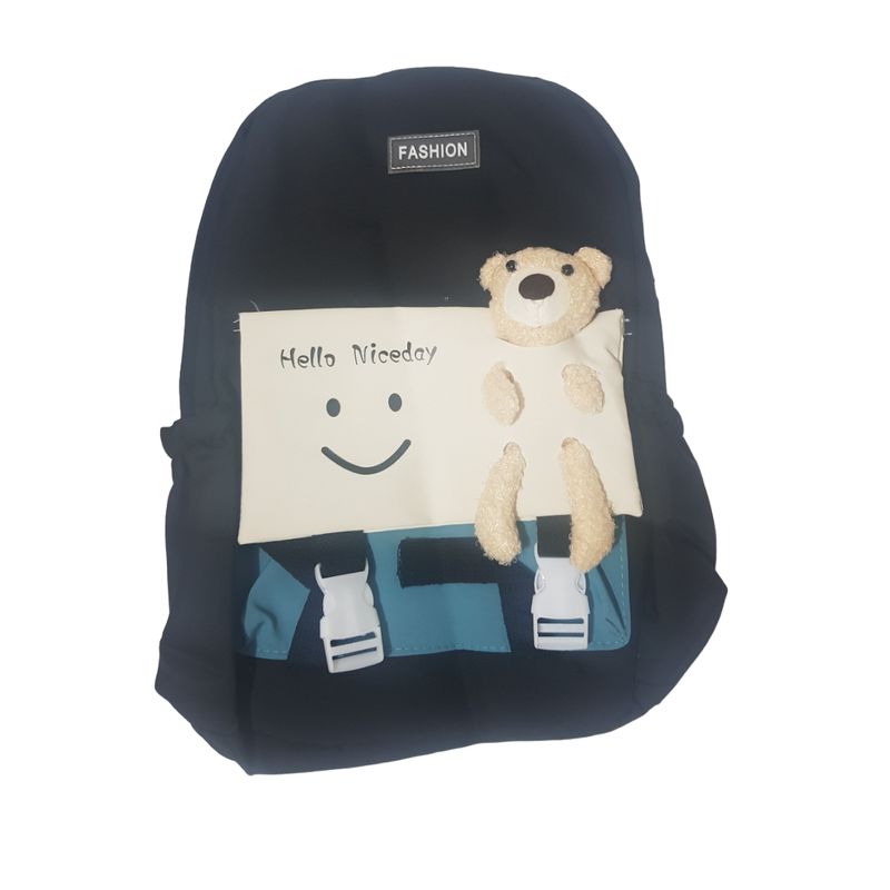 GENERICO - Mochila con oso y múltiples de bolsillos - NEGRO