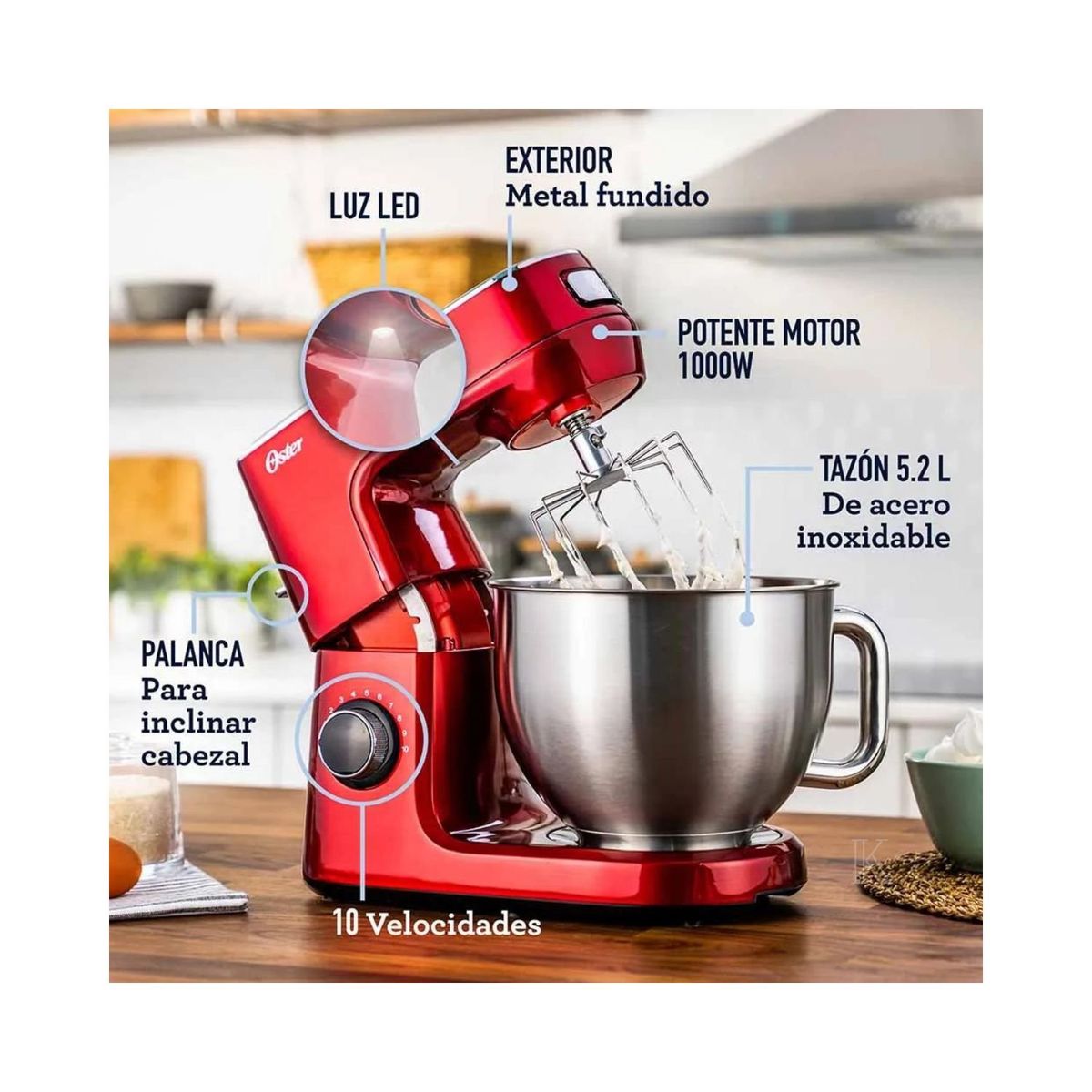 OSTER - Batidora Planetaria Oster® Tazón 5.2 Lts y Motor de 1000W FPSTSMPL3R