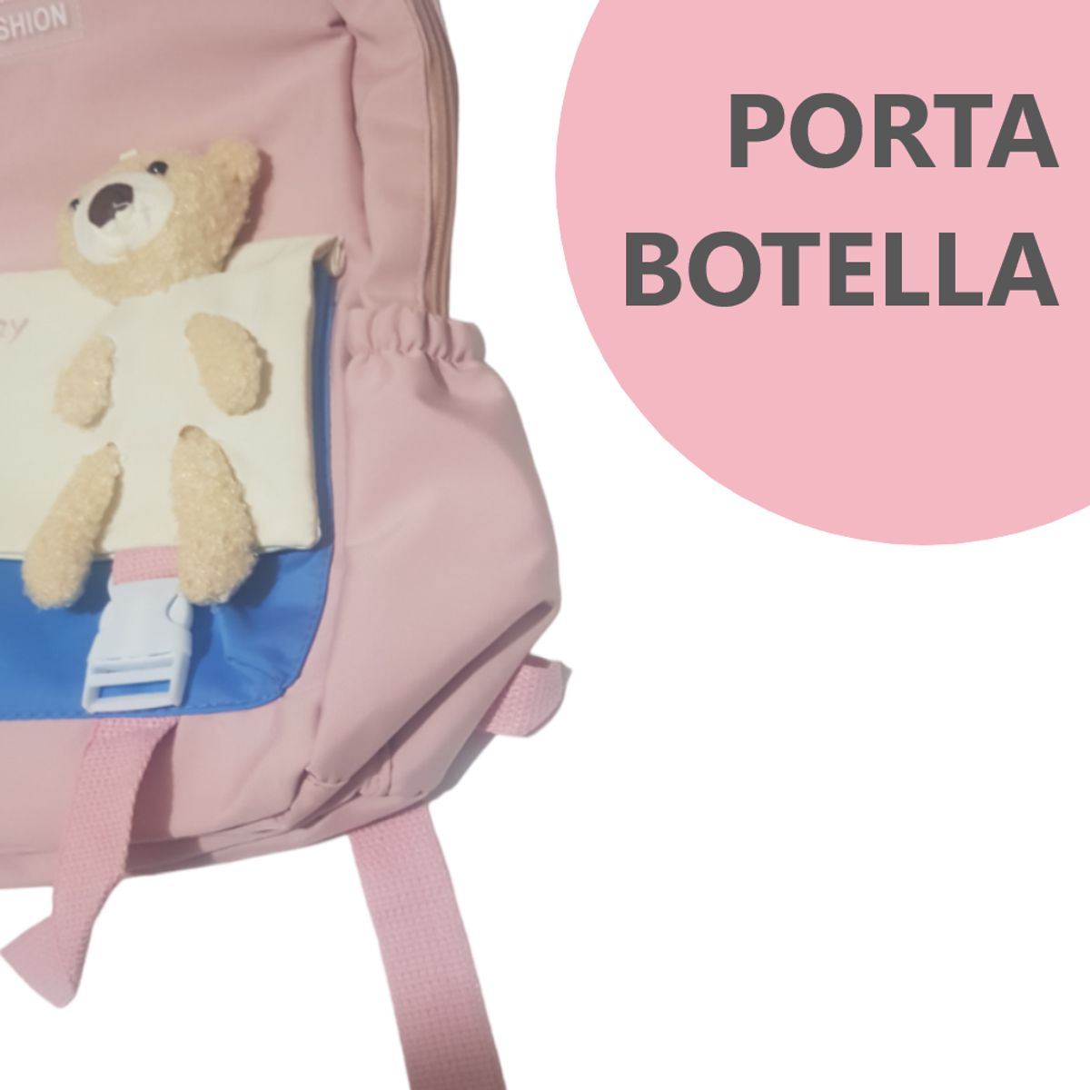 GENERICO - Mochila con oso y múltiples de bolsillos - ROSADO