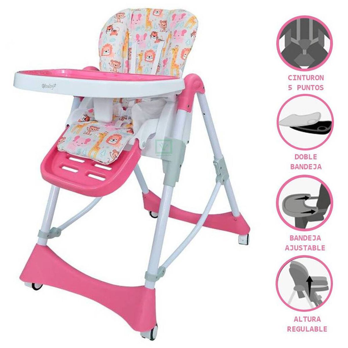 EBABY - Silla De Comer Regulable Lori 624 Fucsia