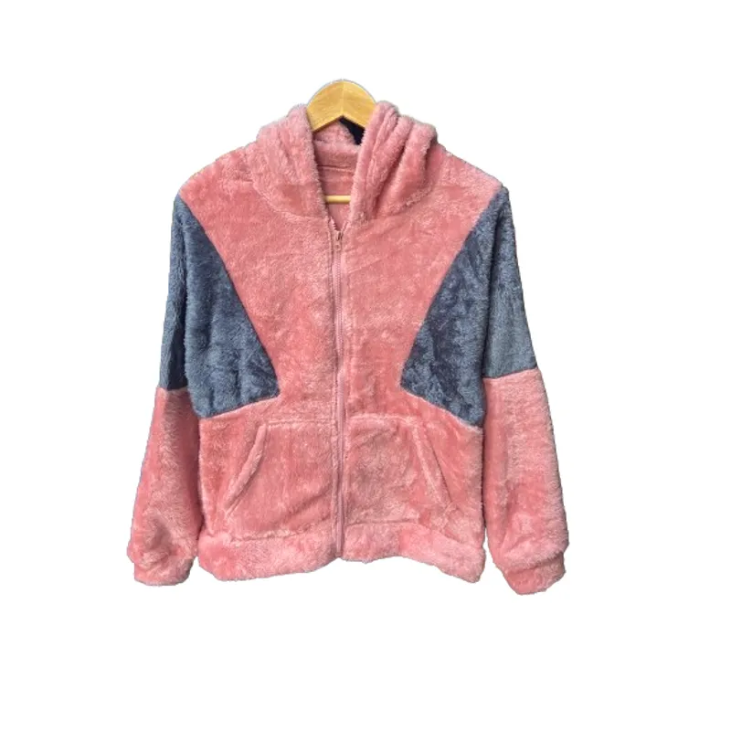 GENERICO - Casaca polar de felpa bicolor muy suave y cómoda para estar abrigada