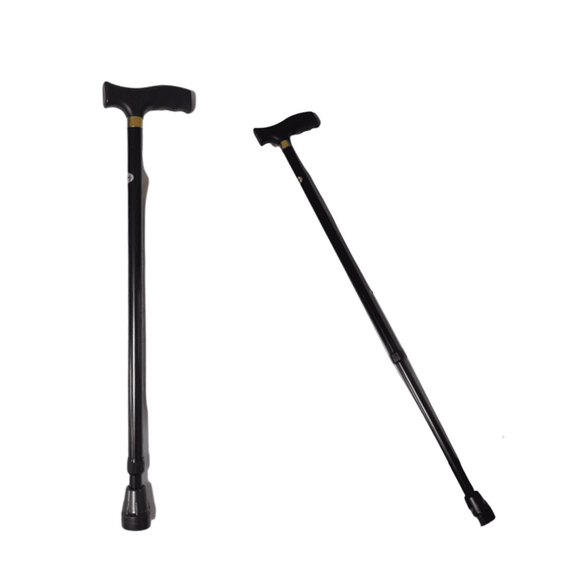 GENERICO - Bastón Aluminio Ajustable Grueso Mango Tipo L Negro