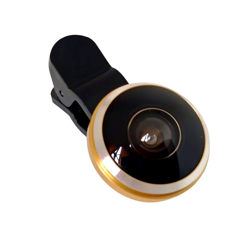 GENERICO - Lente Universal Para Celular C Clip Fisheye Ojo De Pez 235° Dorado