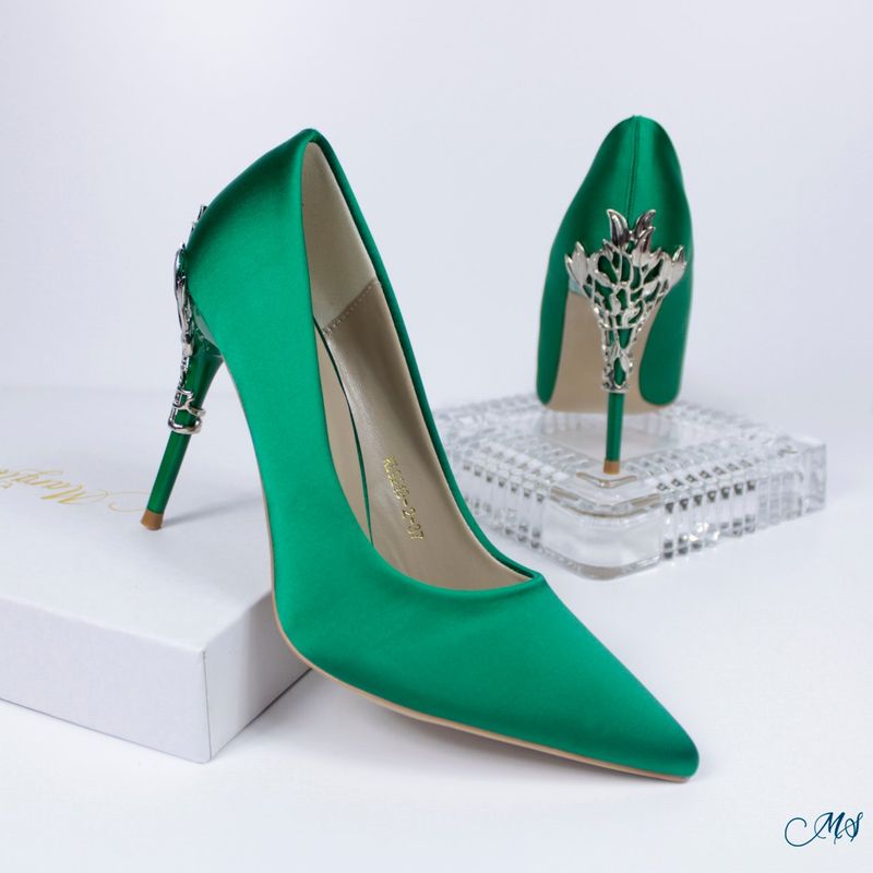 MARGLO SHOES - ZAPATOS DE VESTIR VESTIR SATIN VERDE M11