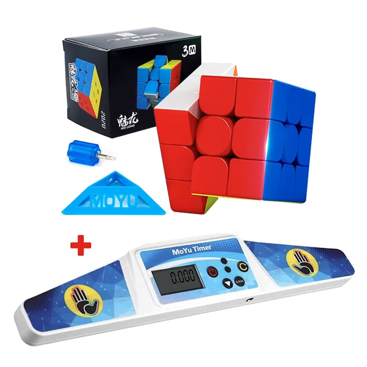 MOYU - Geekcuber Combo Cubo 3x3 Meilong Magnético y Timer Moyu