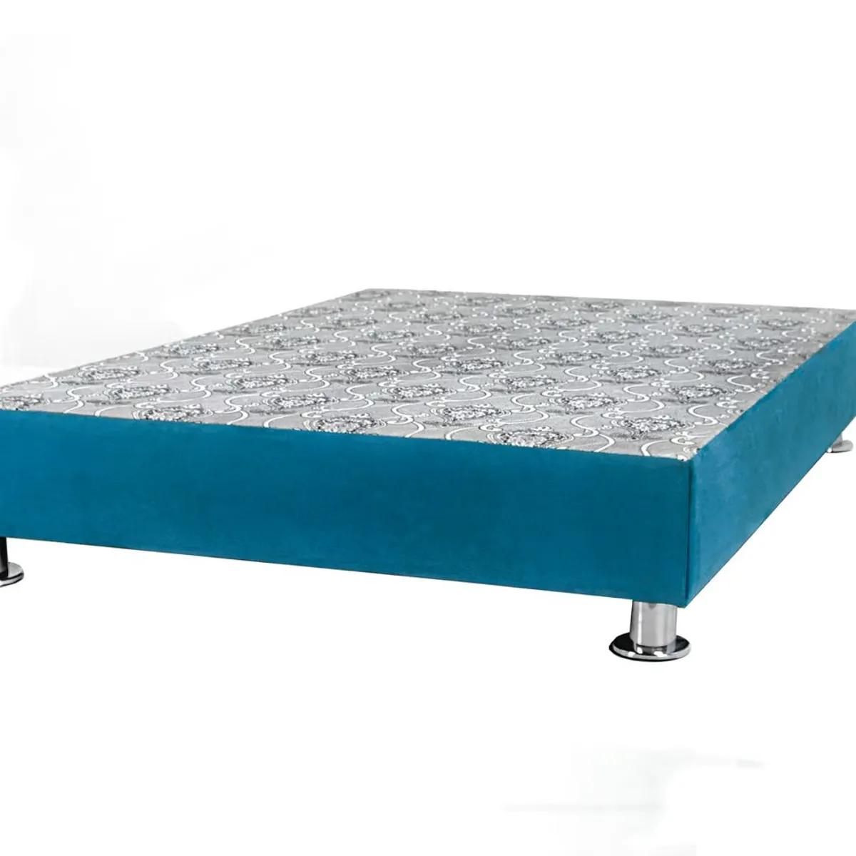 MUEBLES MACRUMO - Box Tarima reforzado y acolchada Queen Turquesa  Patas instaladas